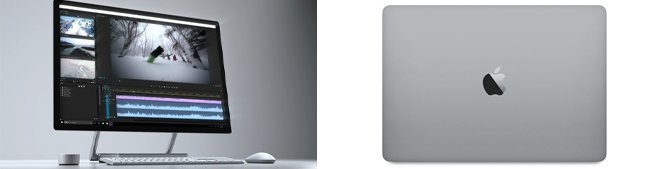 ほぼ同時に発表された「Surface Studio」と「Macbook Pro」の性能を比較