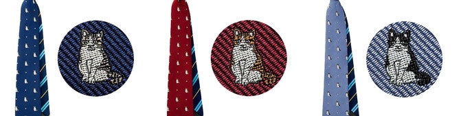 猫好き男性必見！オンオフ使えるリバーシブルネクタイが3種発売！