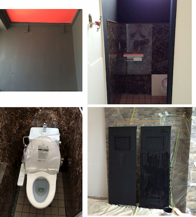 洋式トイレは朱と黒にリノベーション